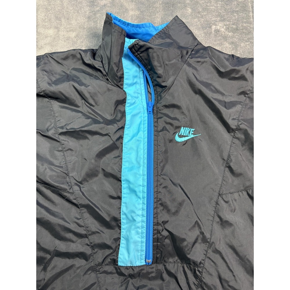 Vintage Nike Jacket Mens Large Black Teal 1/2 Zip Colorblock Windbreaker 90s - Picture 2 of 16